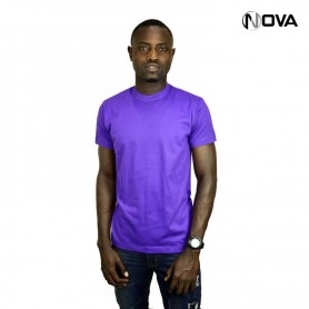 Tshirt uni violet en coton col rond manches courtes TSH63