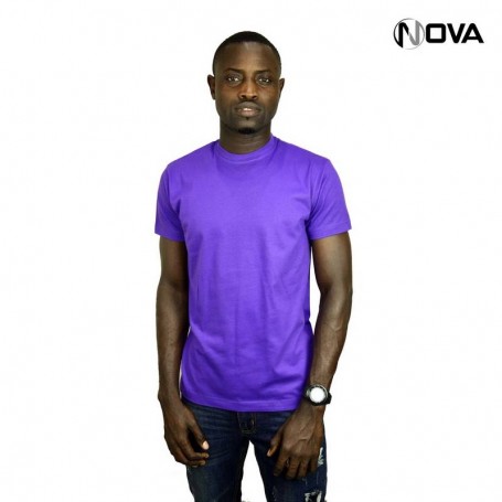 Tshirt uni violet en coton col rond manches courtes TSH63