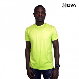 Tshirt uni vert en coton col rond manches courtes TSH64