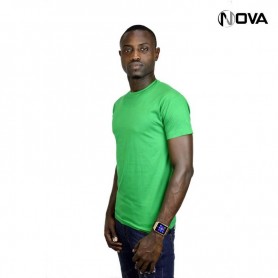 Tshirt uni vert en coton col rond manches courtes TSH70