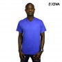 Tshirt uni bleu en coton col V manches courtes TSH72