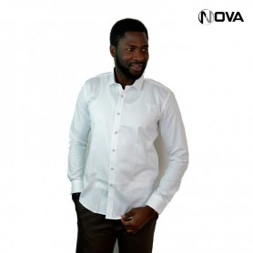 Chemise unie manches longues blanche CHM205
