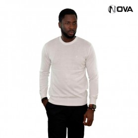 Pull manches longues col rond blanc PUL46