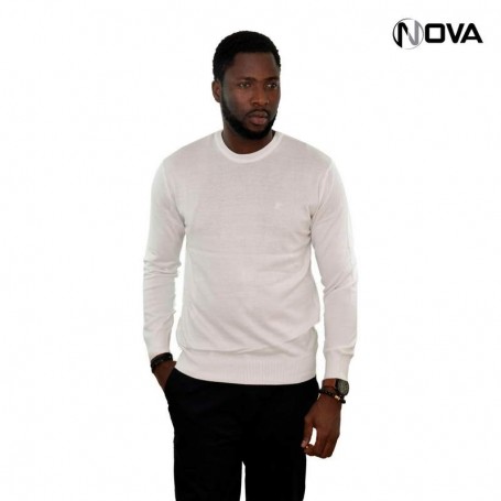 Pull manches longues col rond blanc PUL46