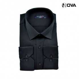 Chemise manches longues slim fit noire CHM207