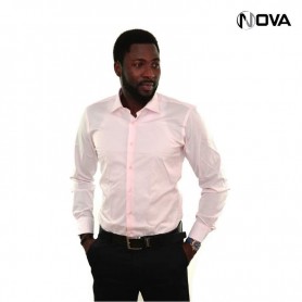 Chemise manches longues slim fit rose clair CHM223