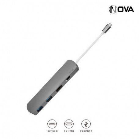 WIWU USB Type C Multi Ports Adaptateur 4 en 1 USB 3.0 Port HDMI port T3 PLUS