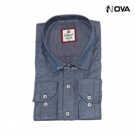 Chemise unie manches longues effet jeans CHM286